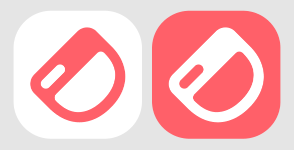 Monochrome versions in coral and white.