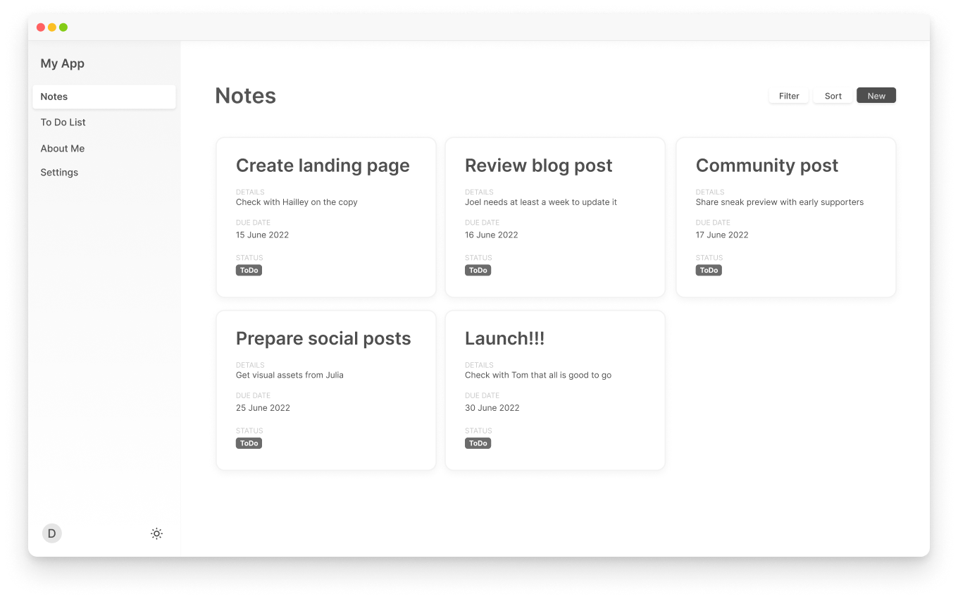 New dashboard UI